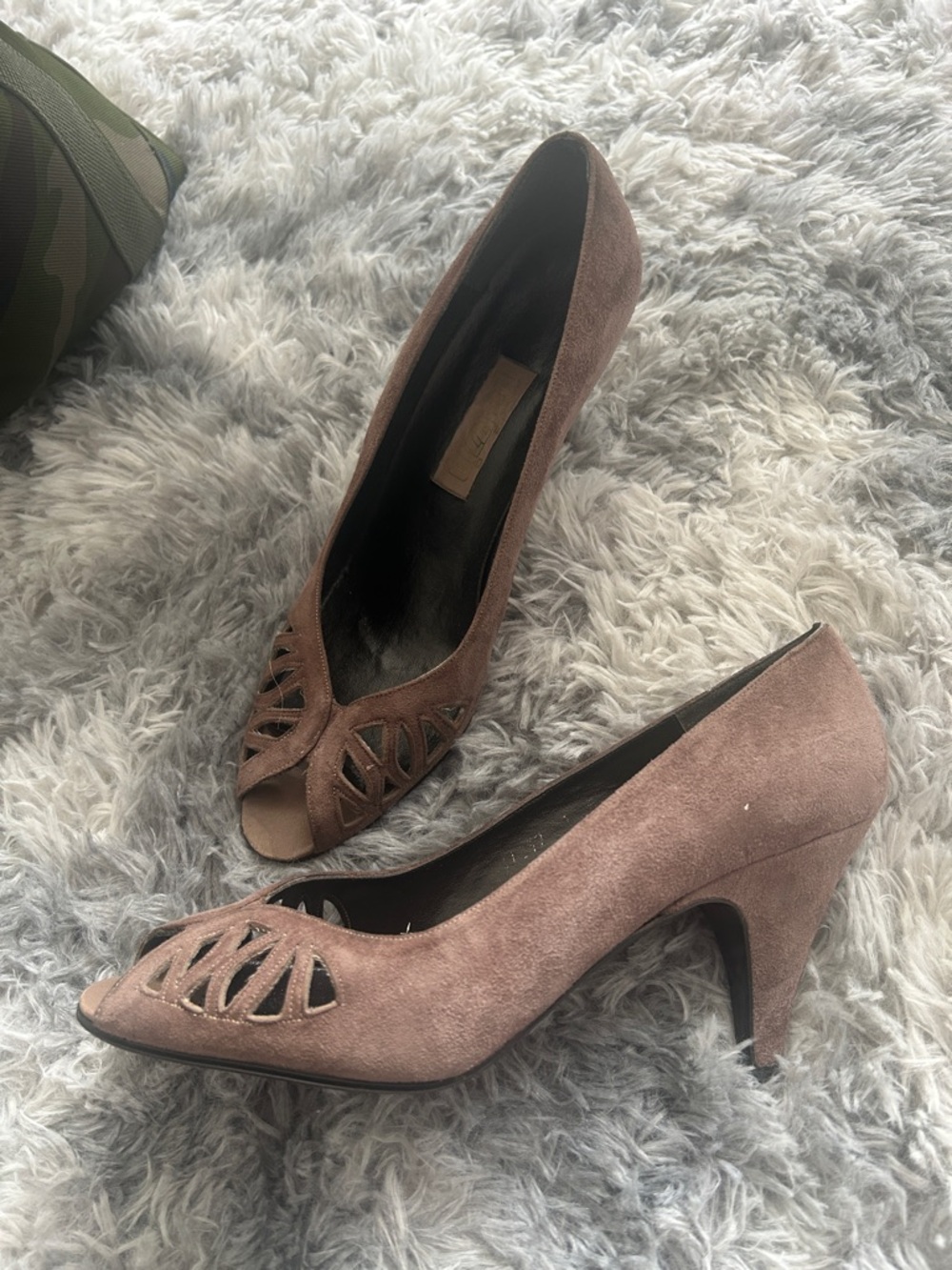Palizzio Vintage Brown Suede Peep-Toe High Heels